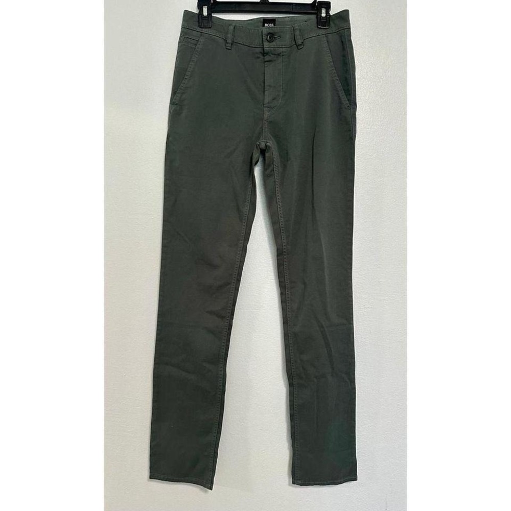 HUGO BOSS Slim Fit Chinos Pants Men Olive Green Size 29x34